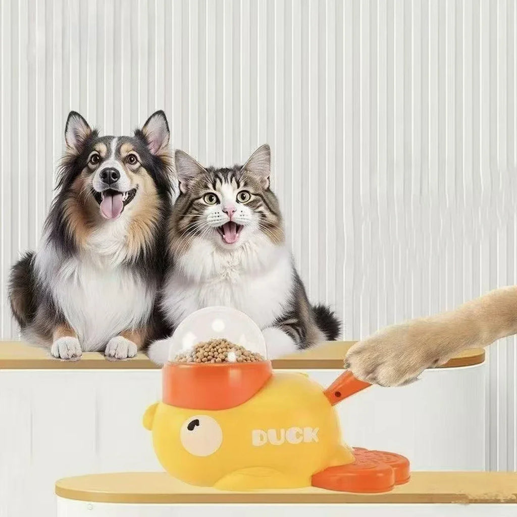 Yellow Duck-Shaped Interactive Cat Treat Dispenser Durable Plastic Training dogToy Puzzle Slow Feeder Dog Entertainment Toy
