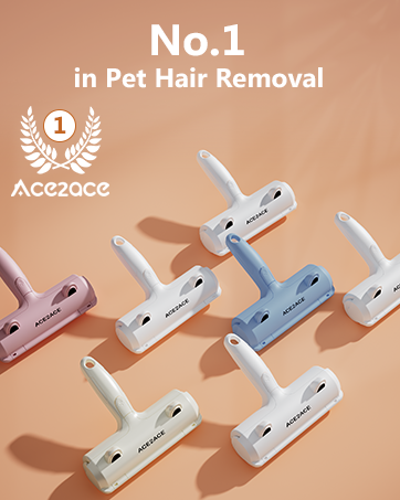 ACE2ACE Pet Hair Remover Roller, Reusable Animal Hair Removal Brush for Dogs and Cats, Easy to Clean Fixed Areas Pet Fur from Carpet, Furniture, Rugs, Stairs, Bedding and Sofa