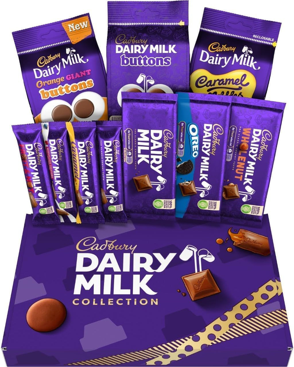 Cadbury Dairy Milk Big Night In Deluxe Hamper, Includes 10 Assorted Chocolate Bars and Bags, Treat Perfect for Christmas Gifting or Sharing, 836 g (Pack of 1)