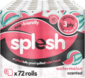 Splesh by Cusheen Toilet Roll 72 Rolls - Watermelon Scent Bulk Family Pack | Soft 3 Ply Quilted Bathroom Tissue Loo Rolls | Eco-Friendly, Sustainable Toilet Paper