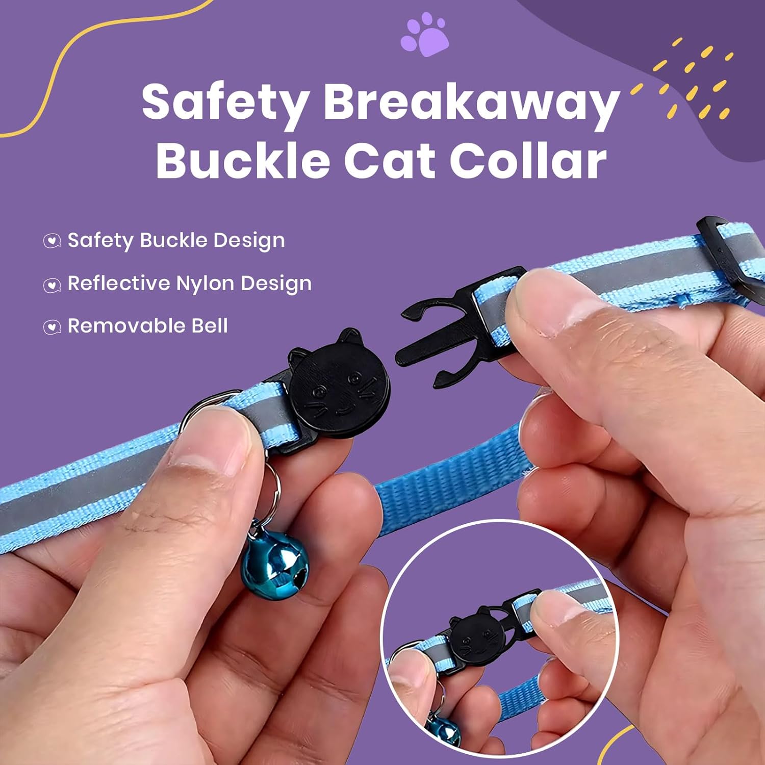 SereneStock Cat Collar- Reflective Cat Collars with Bells- Quick Release Cat Collar- Adjustable to Fit All Cats- Breakaway Safe Kitten Collar (12 Pack) (Mix Color)