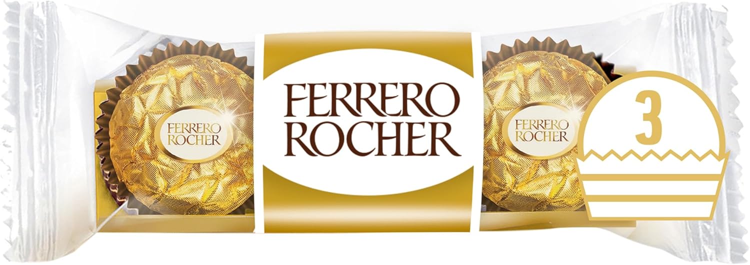 Ferrero Rocher Pralines, Bulk Chocolate Party Box, Birthdays, Gifting, Celebrations, Hazelnut Covered in Milk Chocolate and Nuts, Box of 16 x 3 (48pcs)