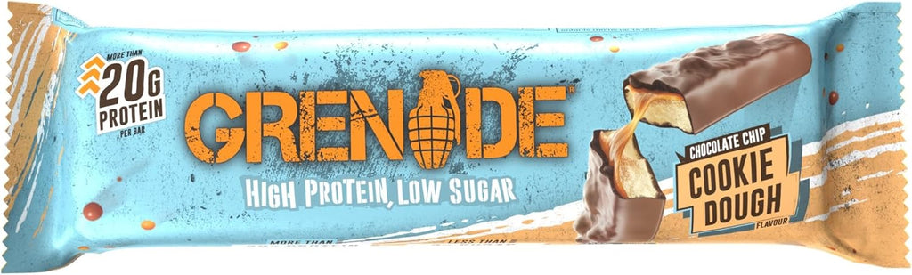 Grenade High Protein, Low Sugar Bar - Chocolate Chip Cookie Dough, 12 x 60 g (Packaging May Vary)