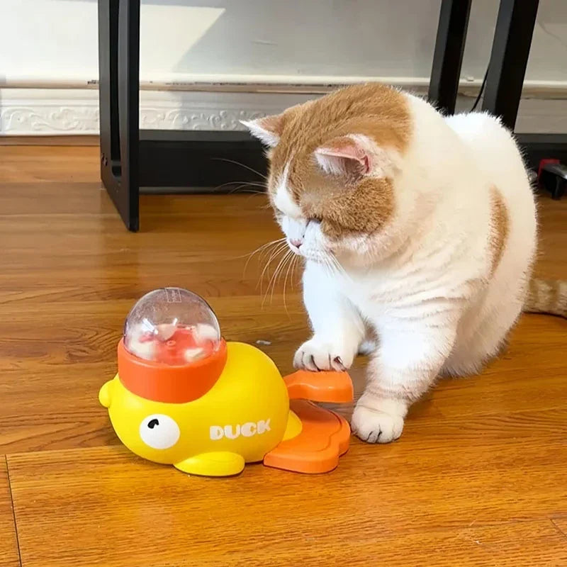 Yellow Duck-Shaped Interactive Cat Treat Dispenser Durable Plastic Training dogToy Puzzle Slow Feeder Dog Entertainment Toy