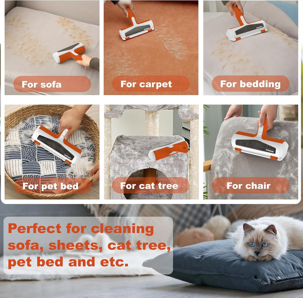 ACE2ACE Pet Hair Remover and Rollers, Cleaning Brush Fur Remover for Cats and Dogs, Washable and Reusable Animals Brushes Hair Removal, for Carpets, Clothes and Sofa