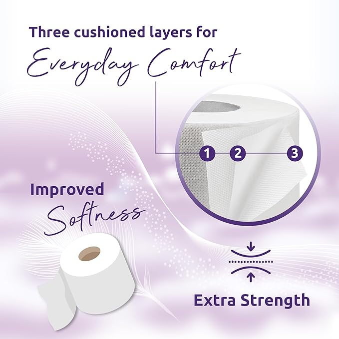Phoenix Toilet Rolls – 60 Pack | 3 Ply Lavender Scented Toilet Paper | Bulk Buy, Soft, Quilted, Sustainably Sourced, Eco- Friendly Luxury Bathroom Tissue