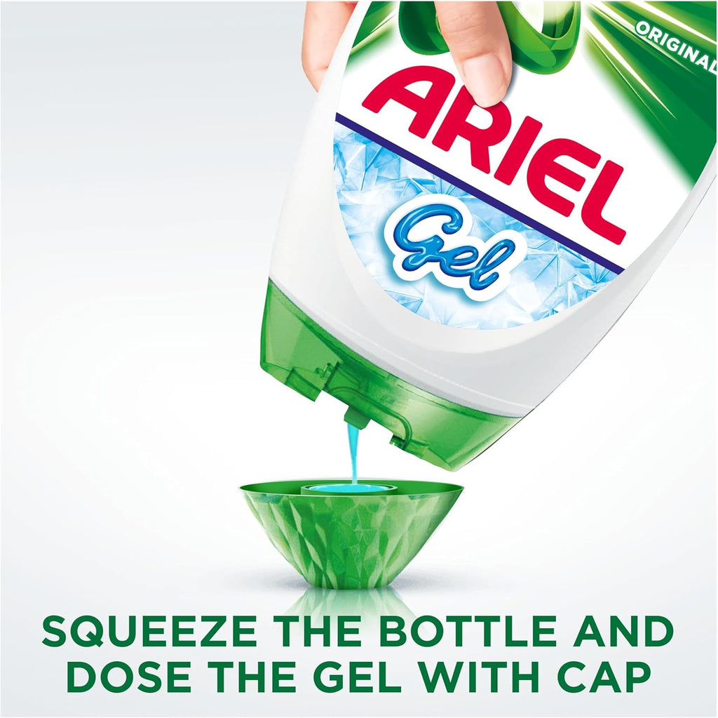 Ariel Washing Liquid Laundry Detergent Gel, 156 Washes (6 x 858 ml), Original, Brrrilliant Stain & Odour Removal From As Low As 15˚C