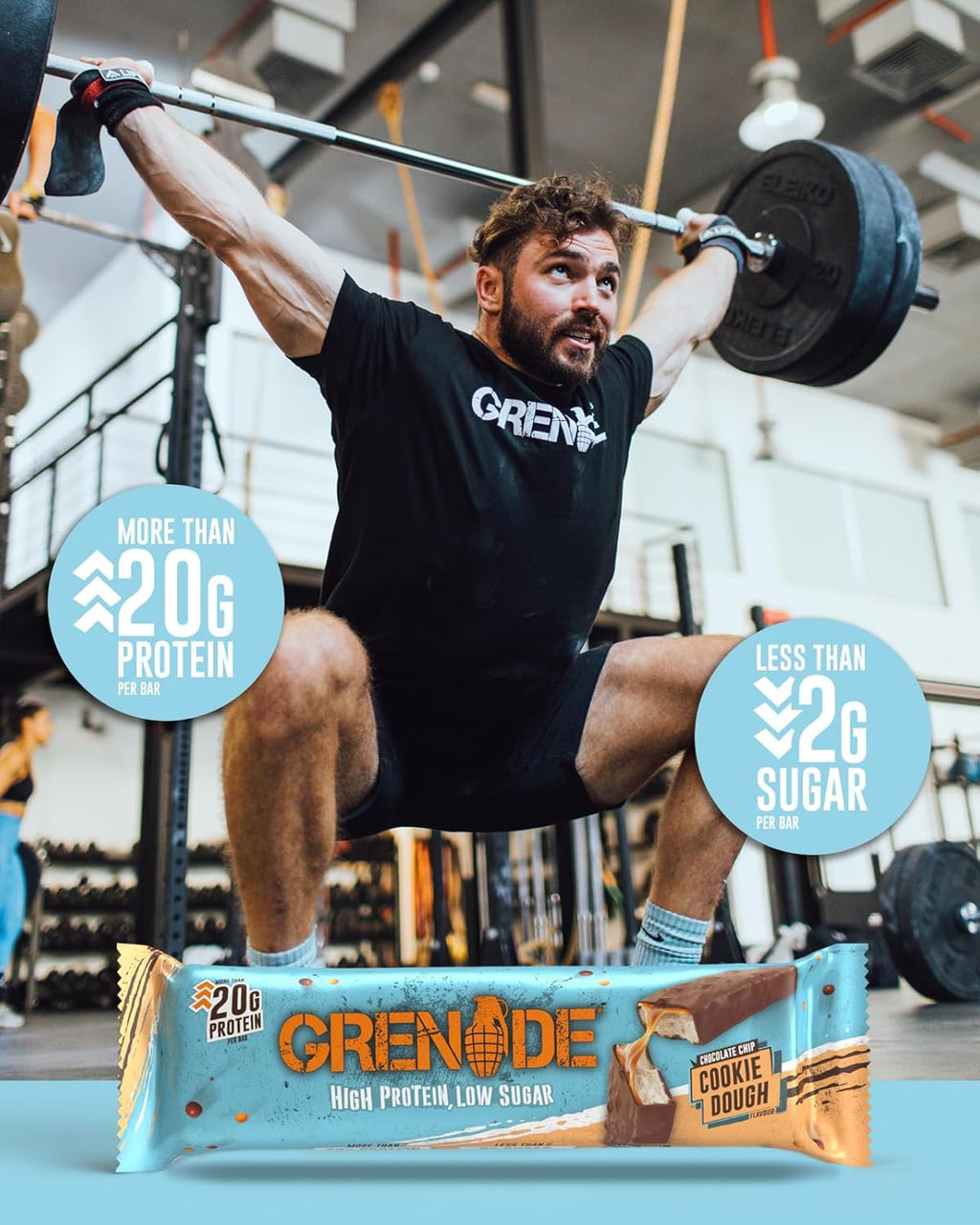 Grenade High Protein, Low Sugar Bar - Chocolate Chip Cookie Dough, 12 x 60 g (Packaging May Vary)