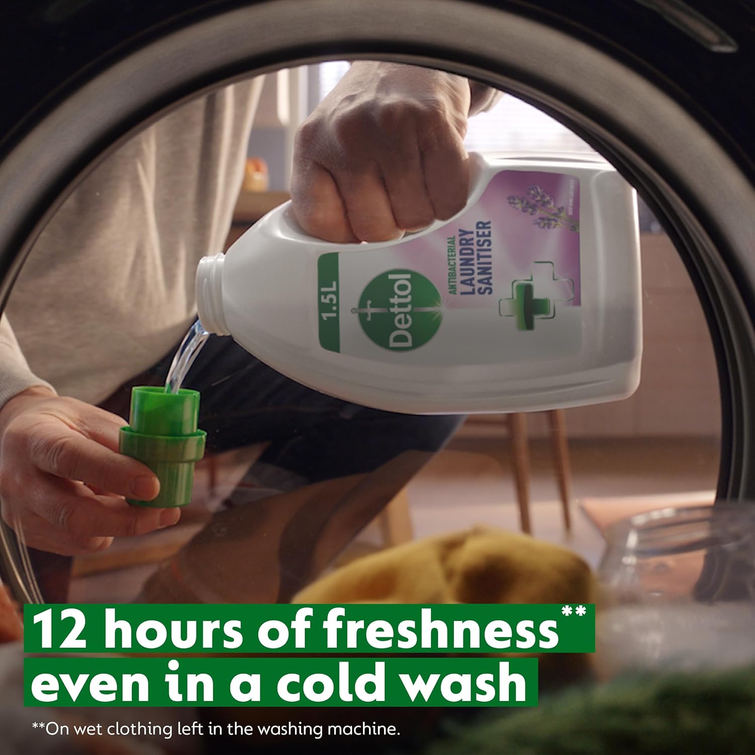 Dettol Laundry Sanitiser, Antibacterial, Lavender Scented, 6L Total (1.5L x 4pck) 12hr Freshness, Removes Odour, Prevents colour fading, Kills 99.9 Percent of Bacteria