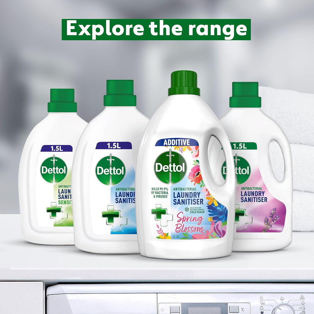 Dettol Laundry Sanitiser, Antibacterial, Lavender Scented, 6L Total (1.5L x 4pck) 12hr Freshness, Removes Odour, Prevents colour fading, Kills 99.9 Percent of Bacteria