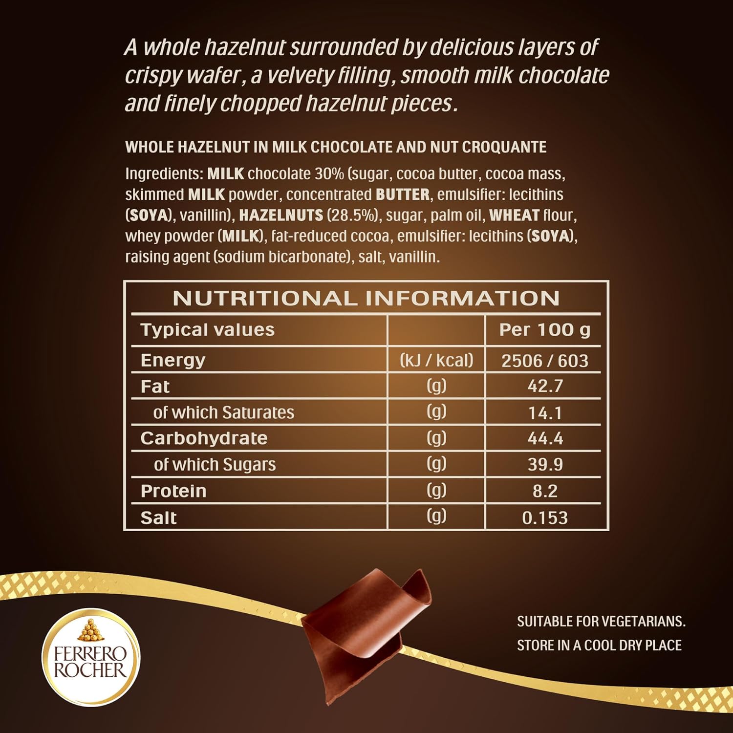 Ferrero Rocher Chocolates Gift Box for Christmas 42 Pieces - Milk Chocolate and Hazelnuts - Gifts, Sharing, Special Occasions - (525g)