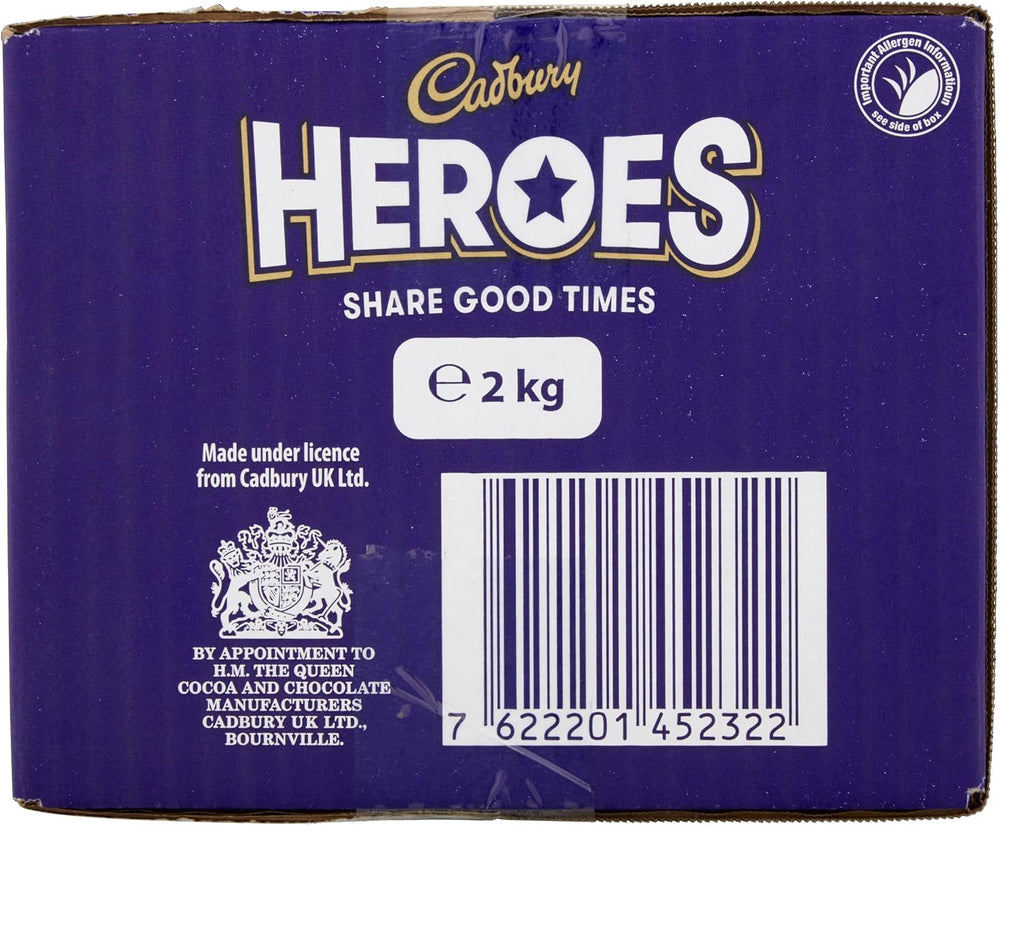 Cadbury Heroes Chocolate Bulk Sharing Box, Milk Chocolates Individually Wrapped, 2 Kg (Pack of 2)