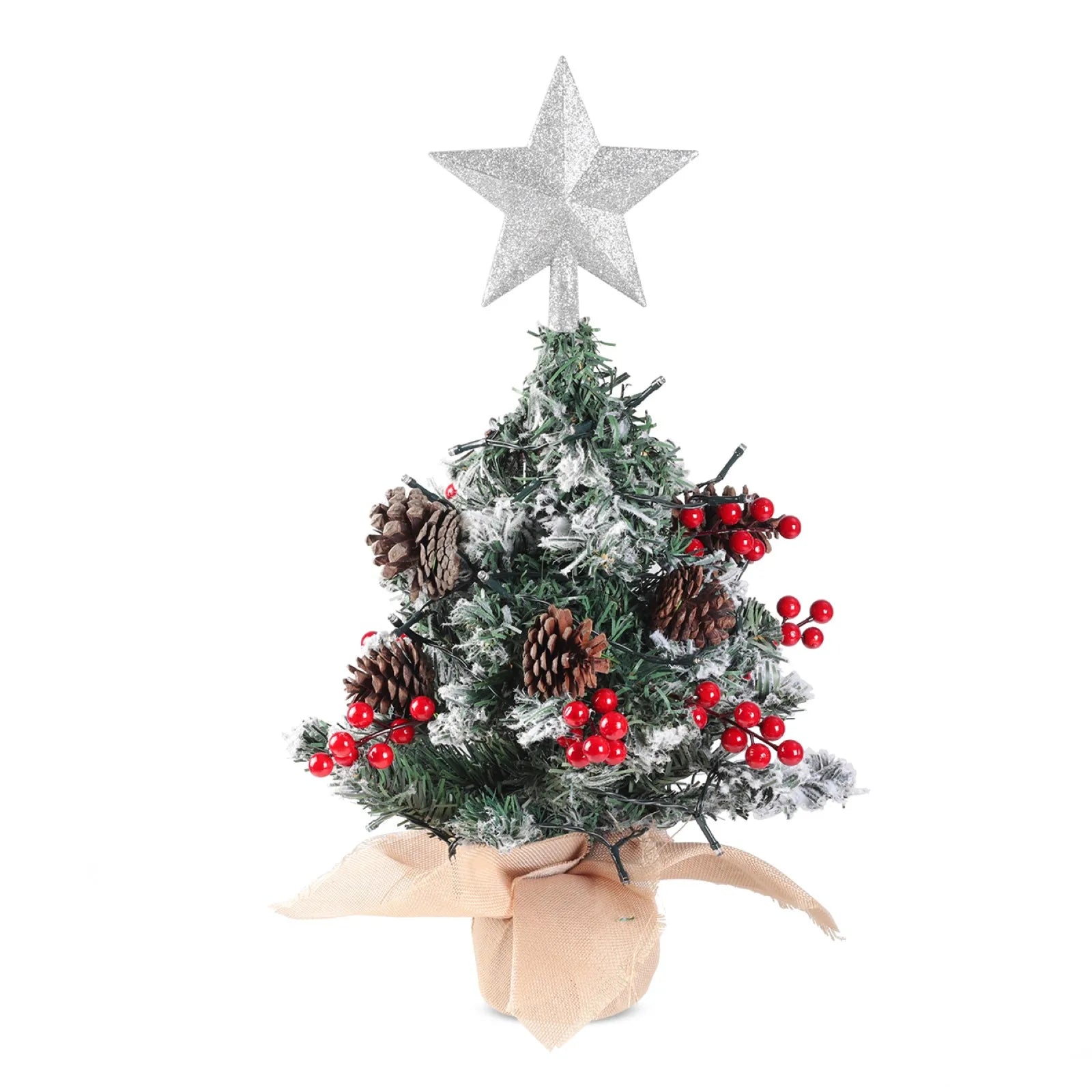 Voltsify Mini Pre Lit Tabletop Artificial DIY Christmas Tree with Star Topper