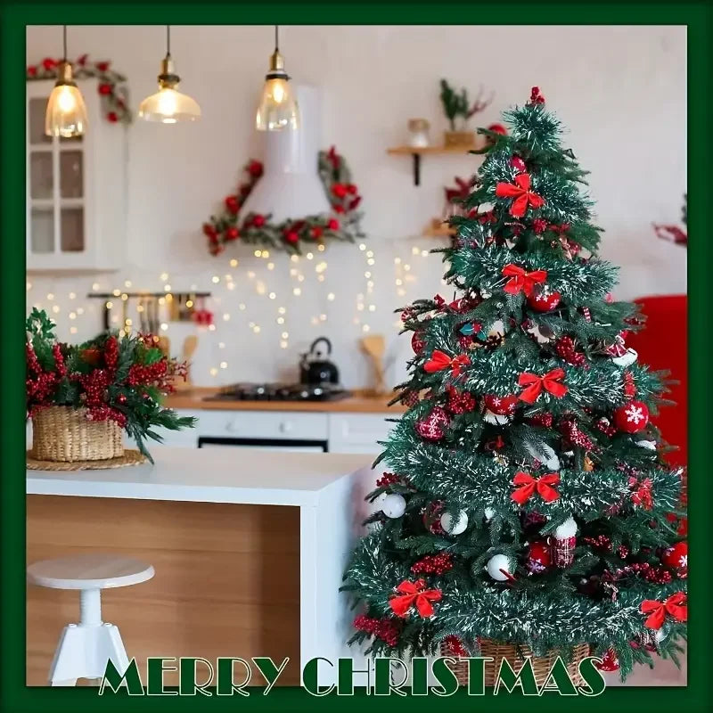 Christmas Bow Tinsel Ribbons Green Cane Ribbon Garland Xmas Tree Hanging Pendent Ribbon Wreath Ornament Party Wedding Home Decor