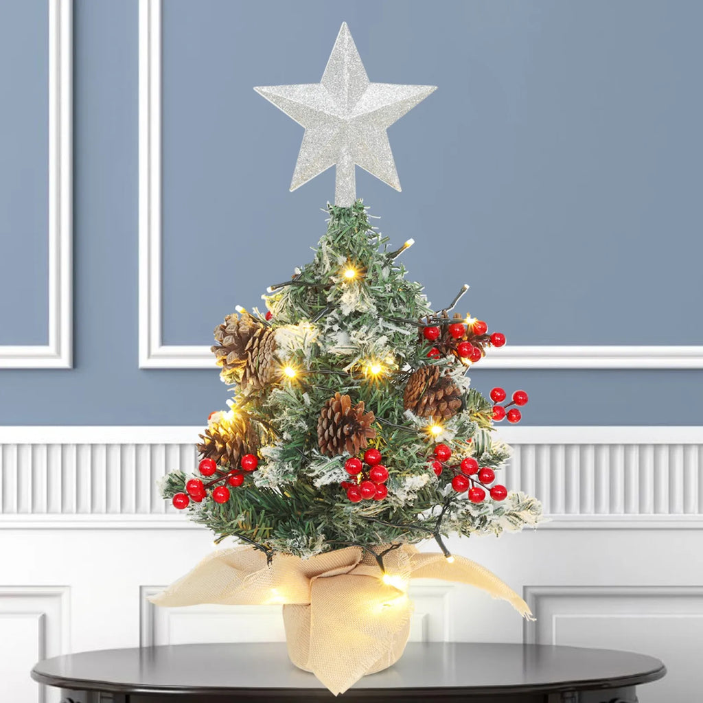 Voltsify Mini Pre Lit Tabletop Artificial DIY Christmas Tree with Star Topper