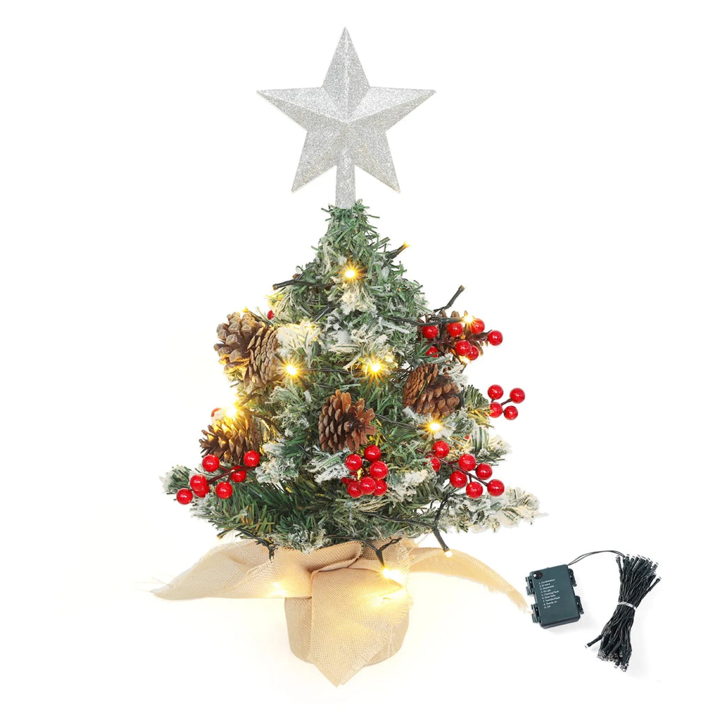 Voltsify Mini Pre Lit Tabletop Artificial DIY Christmas Tree with Star Topper