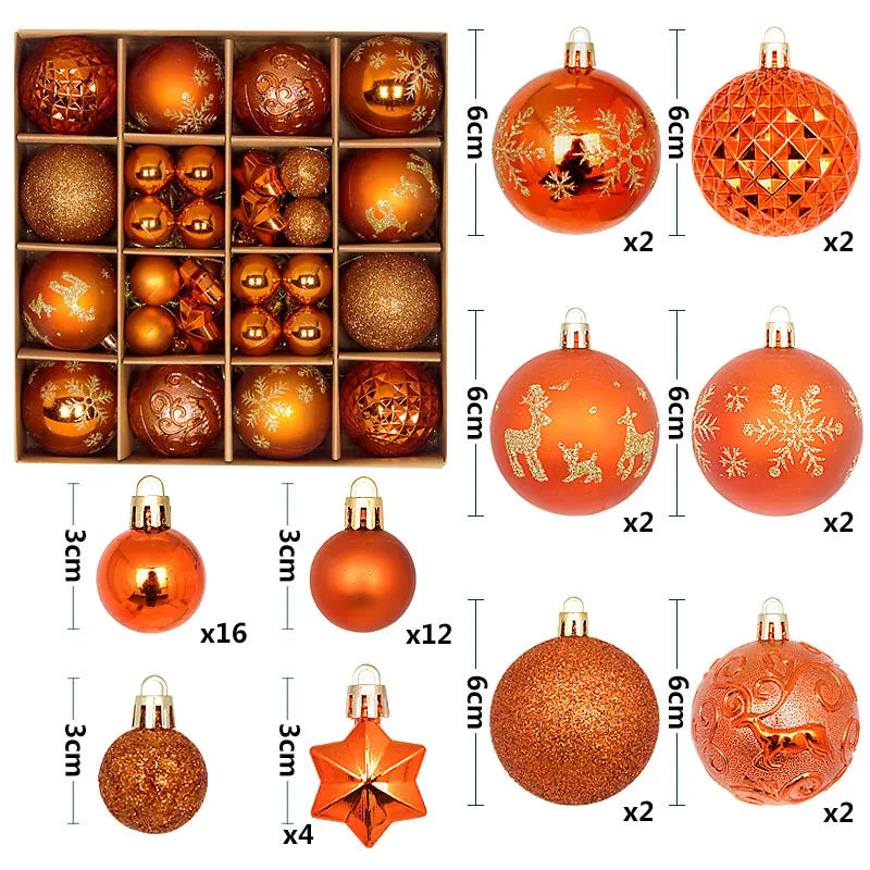 44Pcs 6CM Christmas Ball Christmas Decoration Xmas Tree Pendent Ornaments Home Decor Navidad Party New Year 2026 Party Supplies