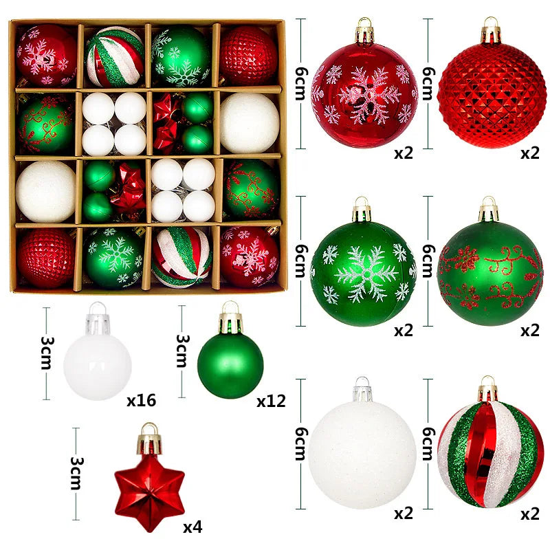 44Pcs 6CM Christmas Ball Christmas Decoration Xmas Tree Pendent Ornaments Home Decor Navidad Party New Year 2026 Party Supplies