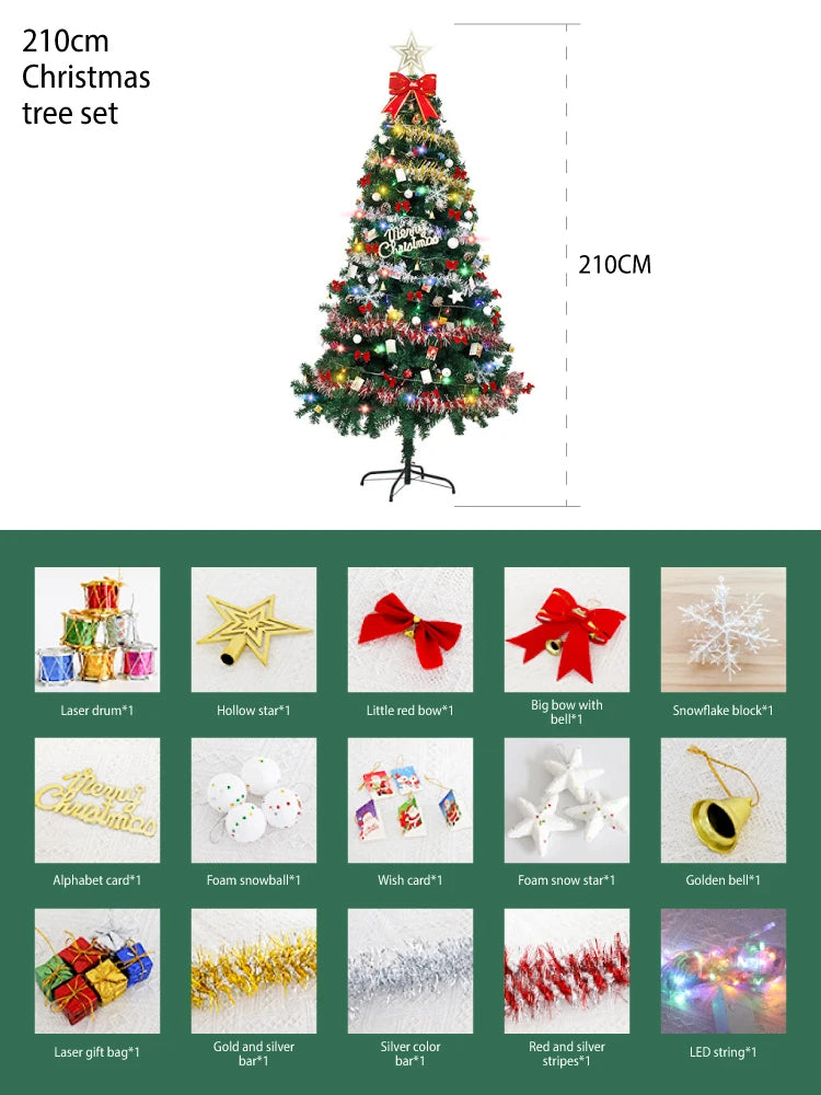Hot Sale 150/180/210cm Christmas Tree Home Decoration PVC Artificial Xmas Ornaments Small Christmas Tree Party New Year 2025