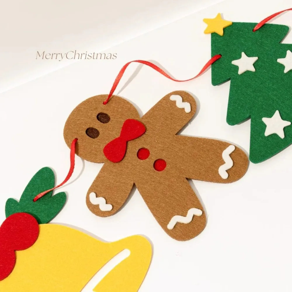 Merry Christmas Handmade DIY Pull Flag Christmas Party Wall Luminous Banner Home Christmas Decorations Room Background Decor