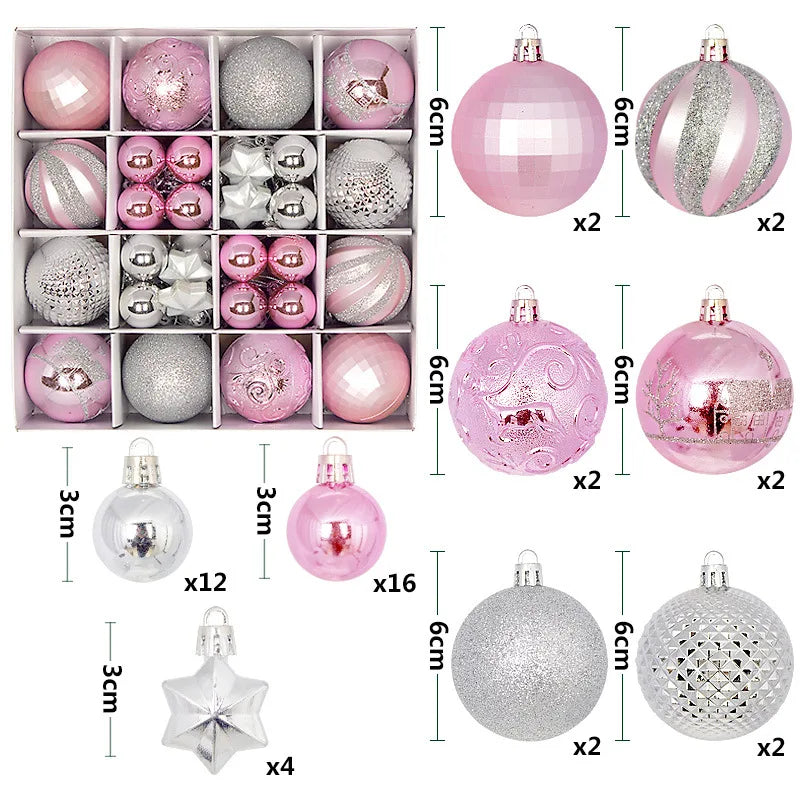 44Pcs 6CM Christmas Ball Christmas Decoration Xmas Tree Pendent Ornaments Home Decor Navidad Party New Year 2026 Party Supplies