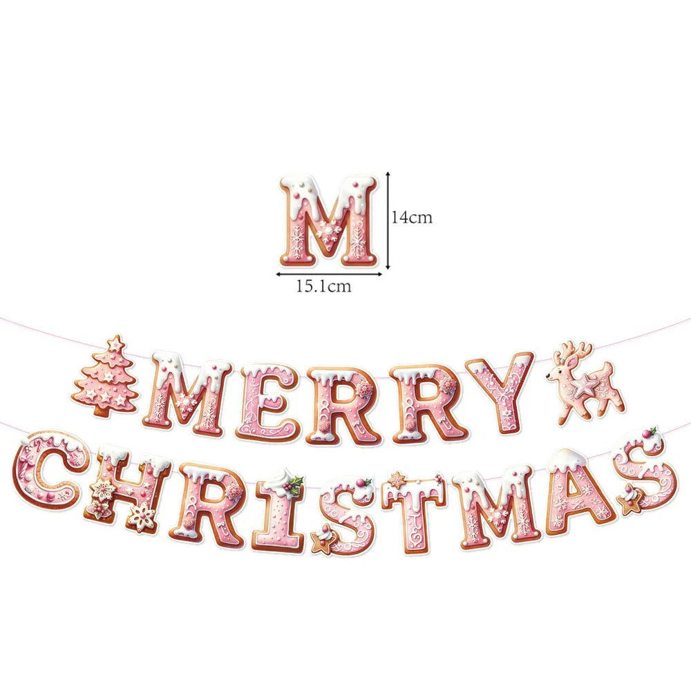 Christmas Decorations Colorful Christmas Paperboard Door Hangings Merry Xmas Santa Plaids Home Wall Door New Year Decor Supplies