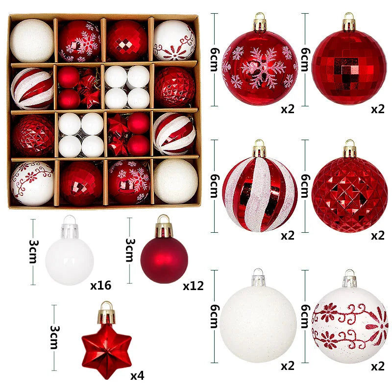 44Pcs 6CM Christmas Ball Christmas Decoration Xmas Tree Pendent Ornaments Home Decor Navidad Party New Year 2026 Party Supplies