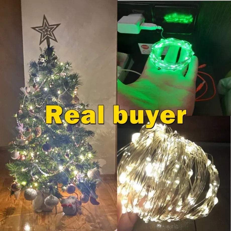 10M 20M Waterproof USB LED Lights String Copper Wire Fairy Garland Light Lamp Christmas Wedding Party Holiday Lighting wreath