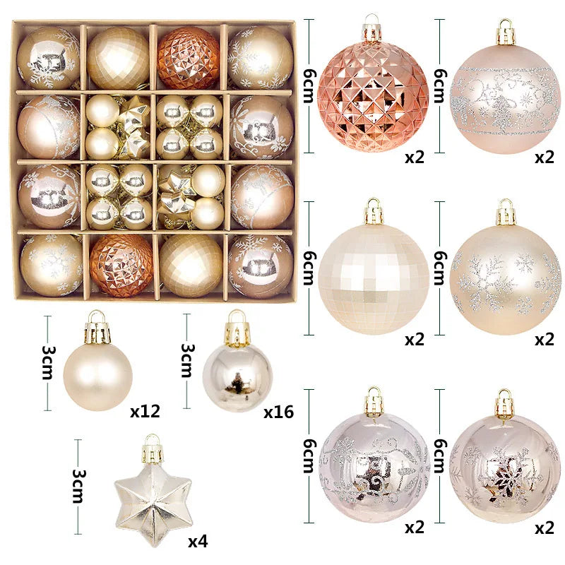 44Pcs 6CM Christmas Ball Christmas Decoration Xmas Tree Pendent Ornaments Home Decor Navidad Party New Year 2026 Party Supplies