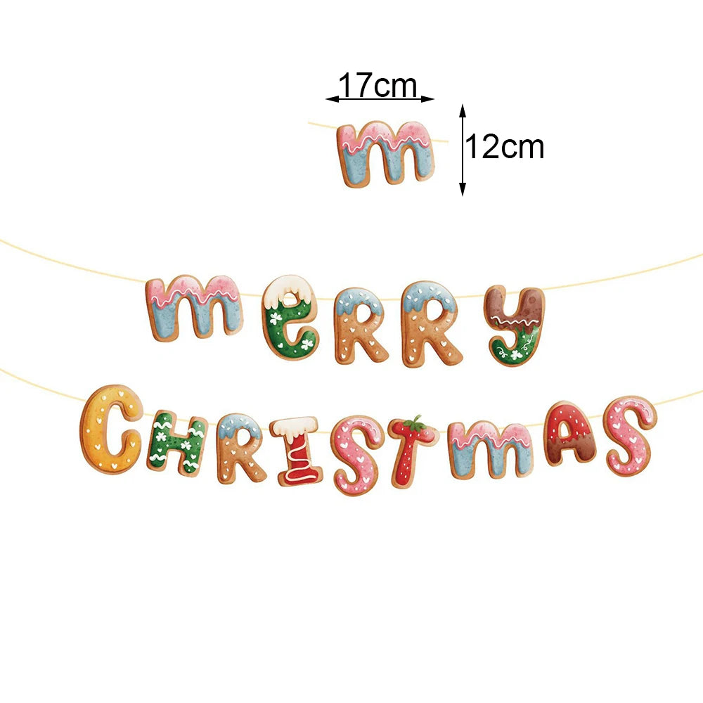 Christmas Decorations Colorful Christmas Paperboard Door Hangings Merry Xmas Santa Plaids Home Wall Door New Year Decor Supplies