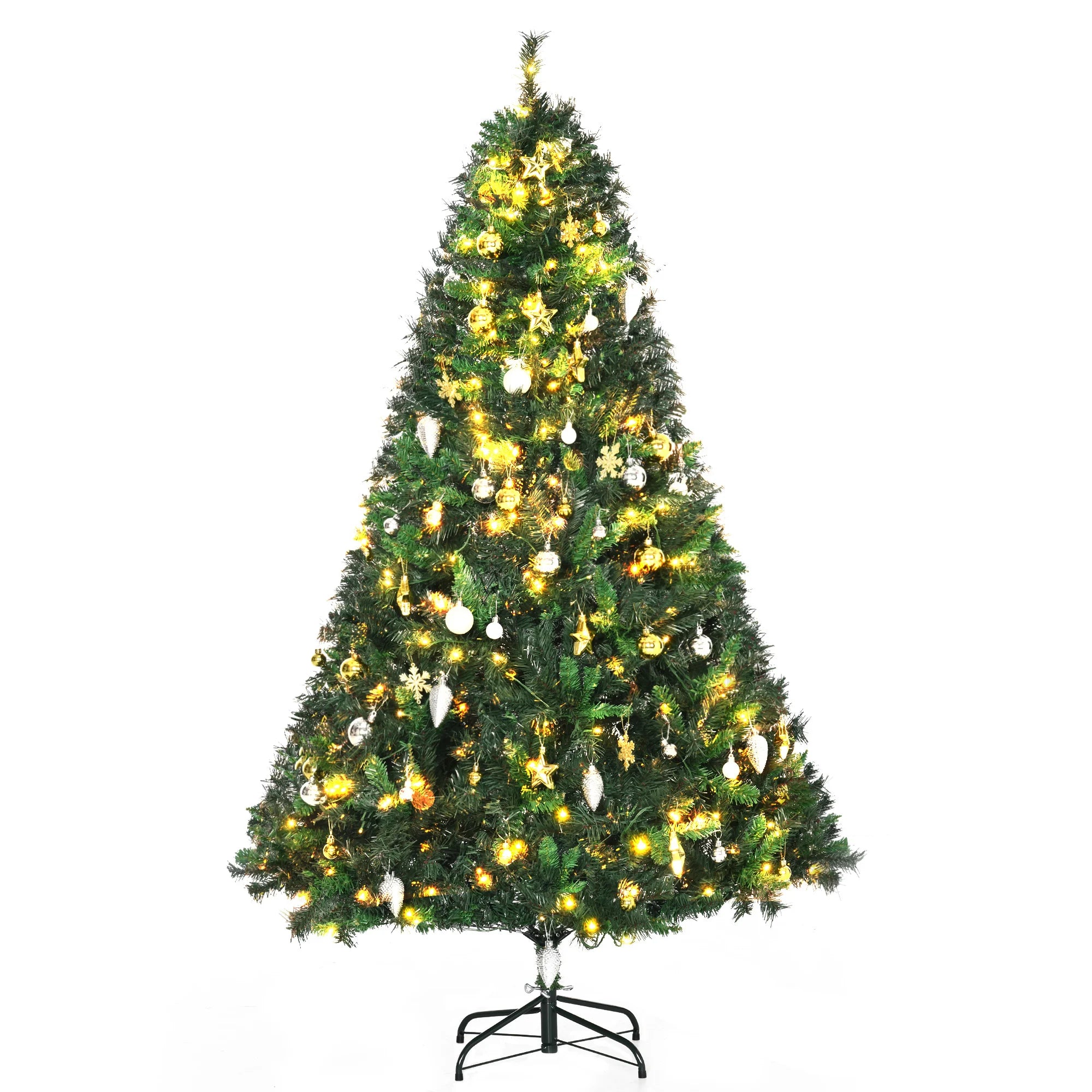 HOMCOM 6FT Pre-Lit Artificial Christmas Tree Holiday Décor Ornament Stand
