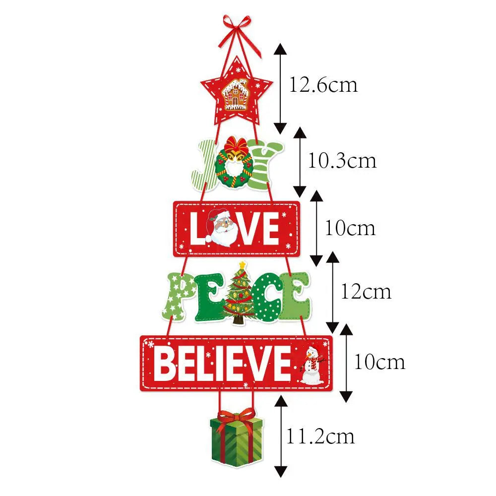 Christmas Decorations Colorful Christmas Paperboard Door Hangings Merry Xmas Santa Plaids Home Wall Door New Year Decor Supplies