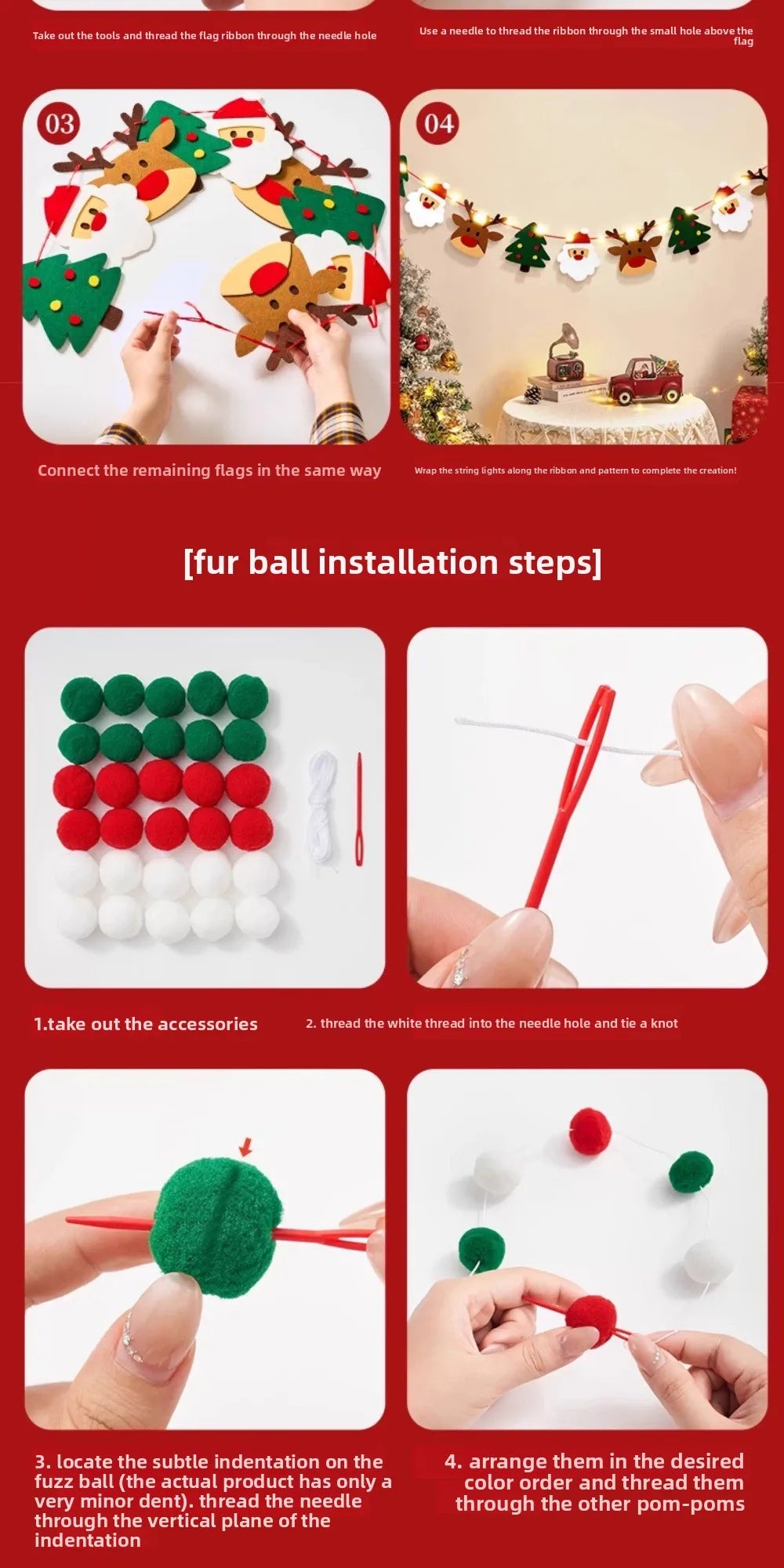 Merry Christmas Handmade DIY Pull Flag Christmas Party Wall Luminous Banner Home Christmas Decorations Room Background Decor