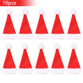 1/10Pcs Mini Santa Hats Christmas Lollipop Hat For  Wine Bottles Cover For Christmas Silverware Holders Table Dinner Decorations