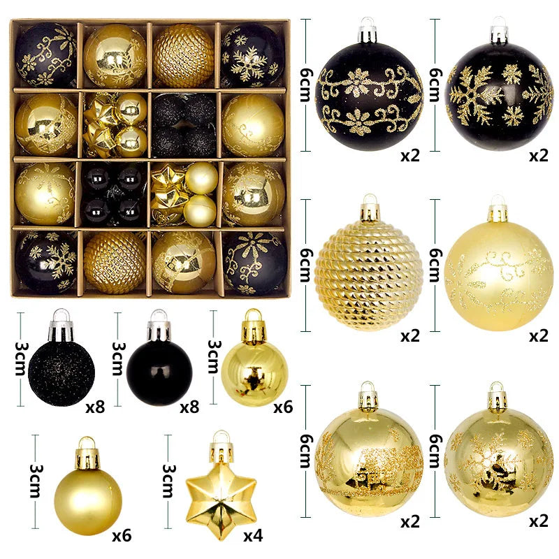44Pcs 6CM Christmas Ball Christmas Decoration Xmas Tree Pendent Ornaments Home Decor Navidad Party New Year 2026 Party Supplies