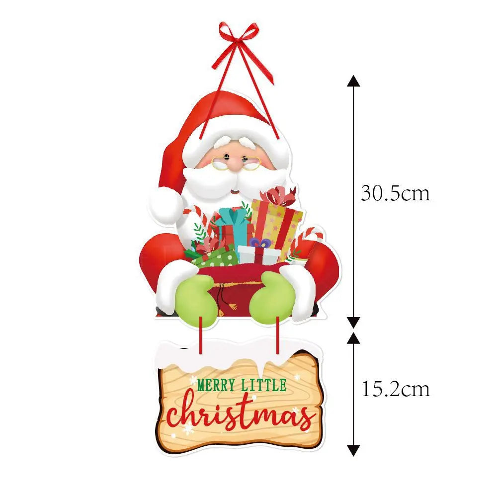 Christmas Decorations Colorful Christmas Paperboard Door Hangings Merry Xmas Santa Plaids Home Wall Door New Year Decor Supplies