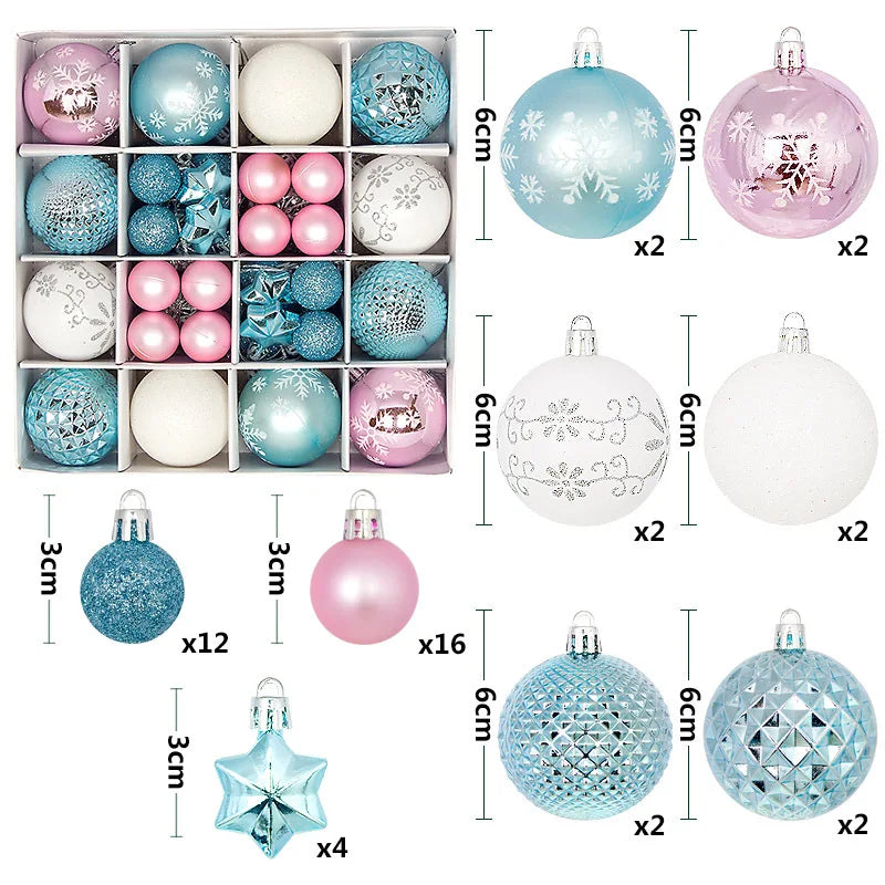44Pcs 6CM Christmas Ball Christmas Decoration Xmas Tree Pendent Ornaments Home Decor Navidad Party New Year 2026 Party Supplies