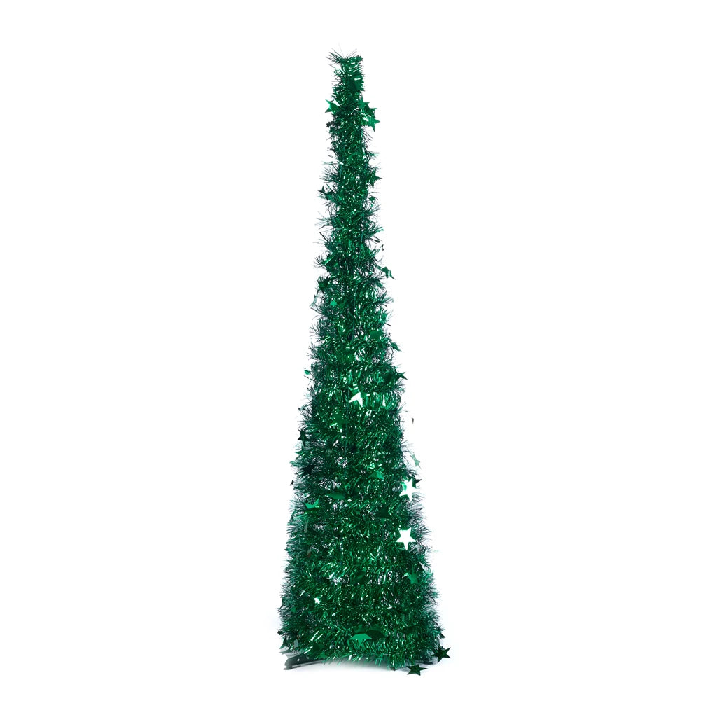 Voltsify Collapsible 1.2M Pop Up Tinsel Christmas Tree with Base