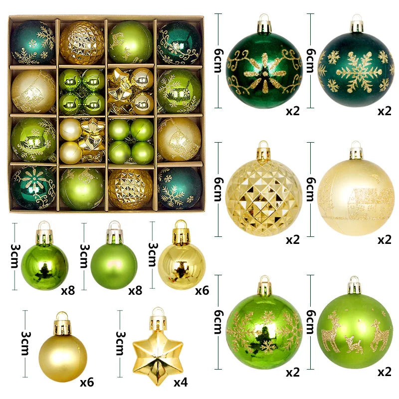 44Pcs 6CM Christmas Ball Christmas Decoration Xmas Tree Pendent Ornaments Home Decor Navidad Party New Year 2026 Party Supplies